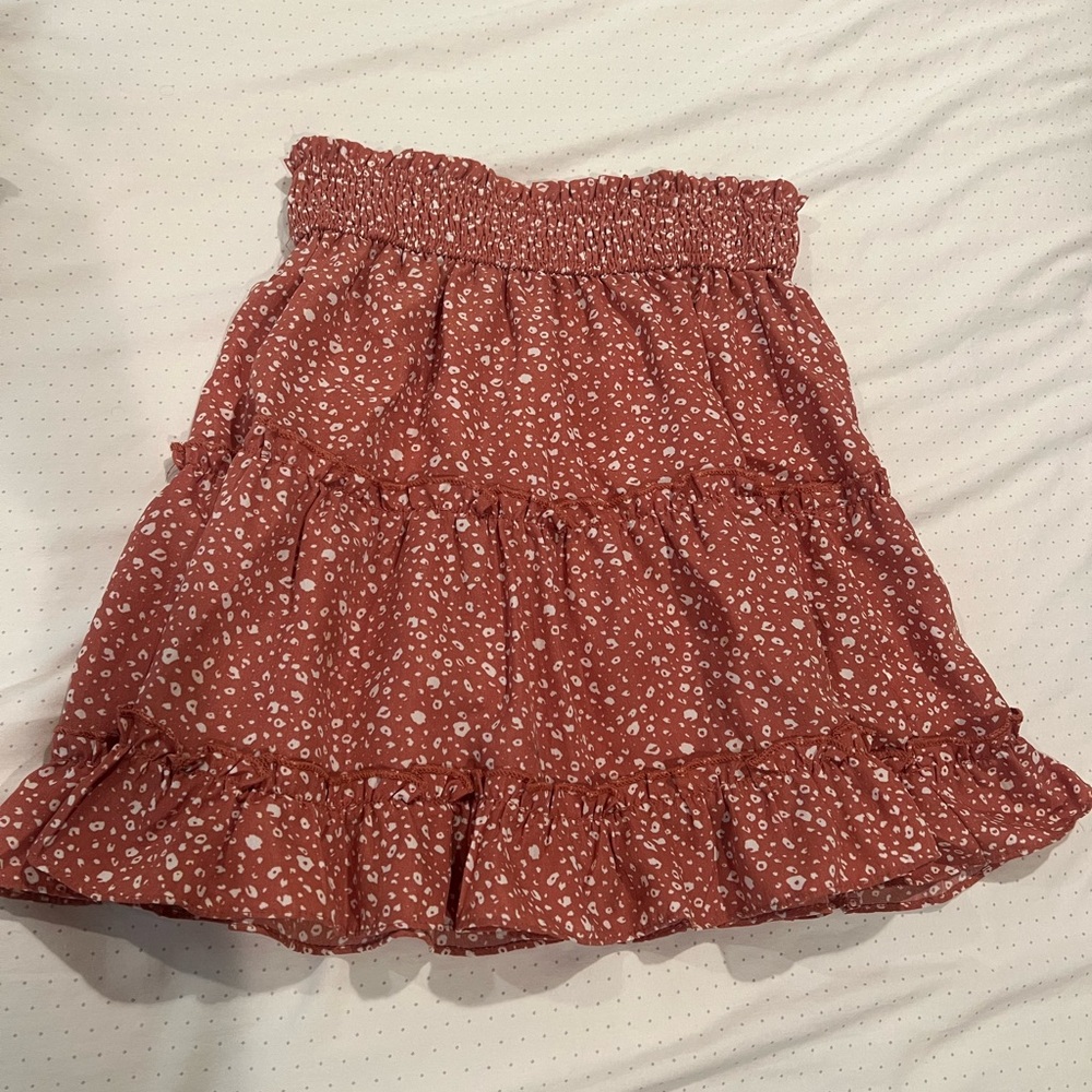 Orange and white Waist Skirt